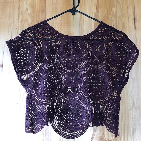 Deep purple/ maroon crotchet crop top - Picture 4 of 7
